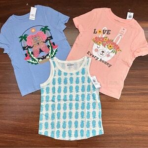 BNWT Old Navy Girls Mermaid Tee, Bunny Tee, and Pineapple Tank